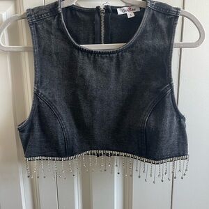 Black Beaded Crop Top